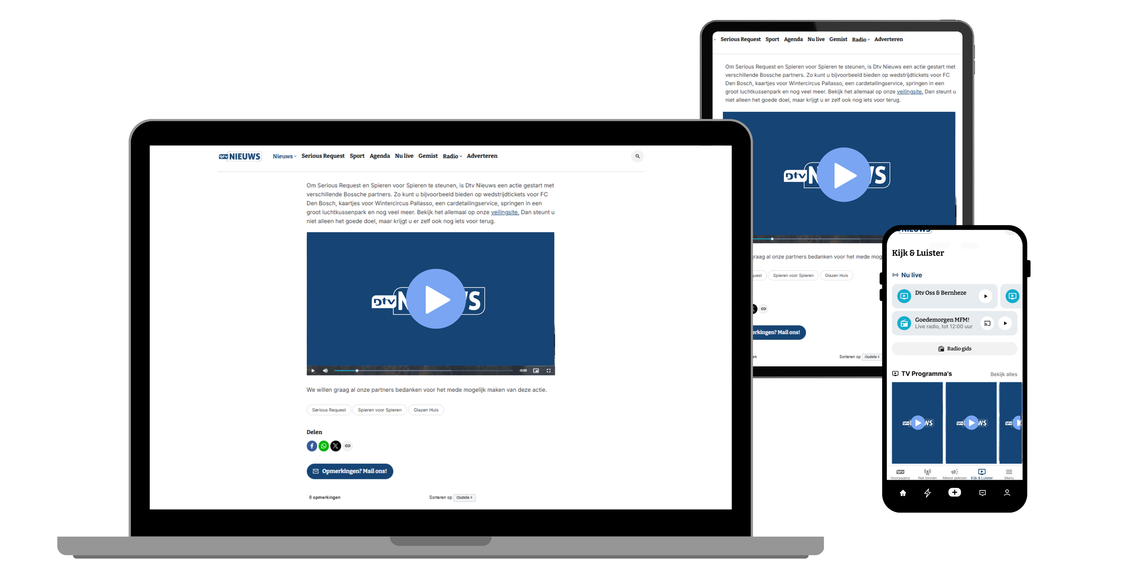 Mockup van pre-rolls op laptop, tablet en smartphone